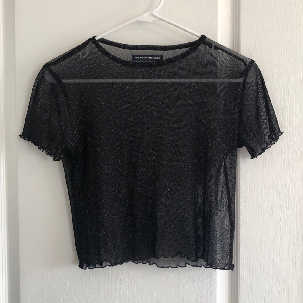 brandy melville mesh glitter top